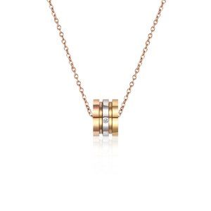 Gold Plated Diamond Jewelry Tricolor Necklace